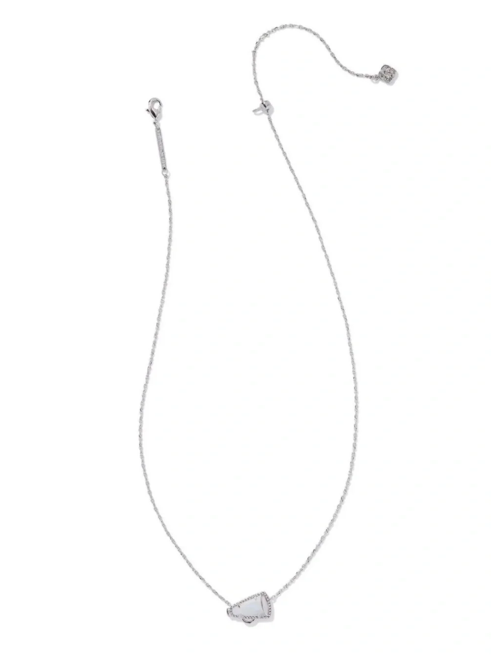 Kendra Scott Cheer Silver Short Pendant Necklace in White Mother of Pearl